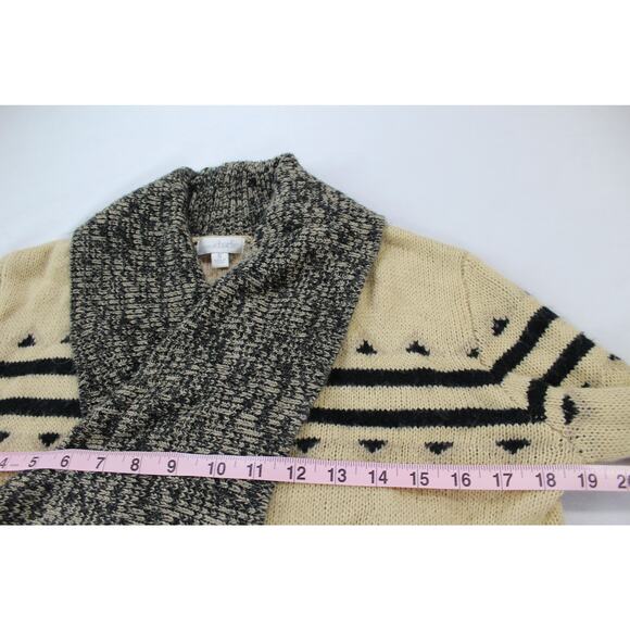 Charming Charlie Southwestern Shawl Collar Sweater Small Beige Black - Picture 6 of 7